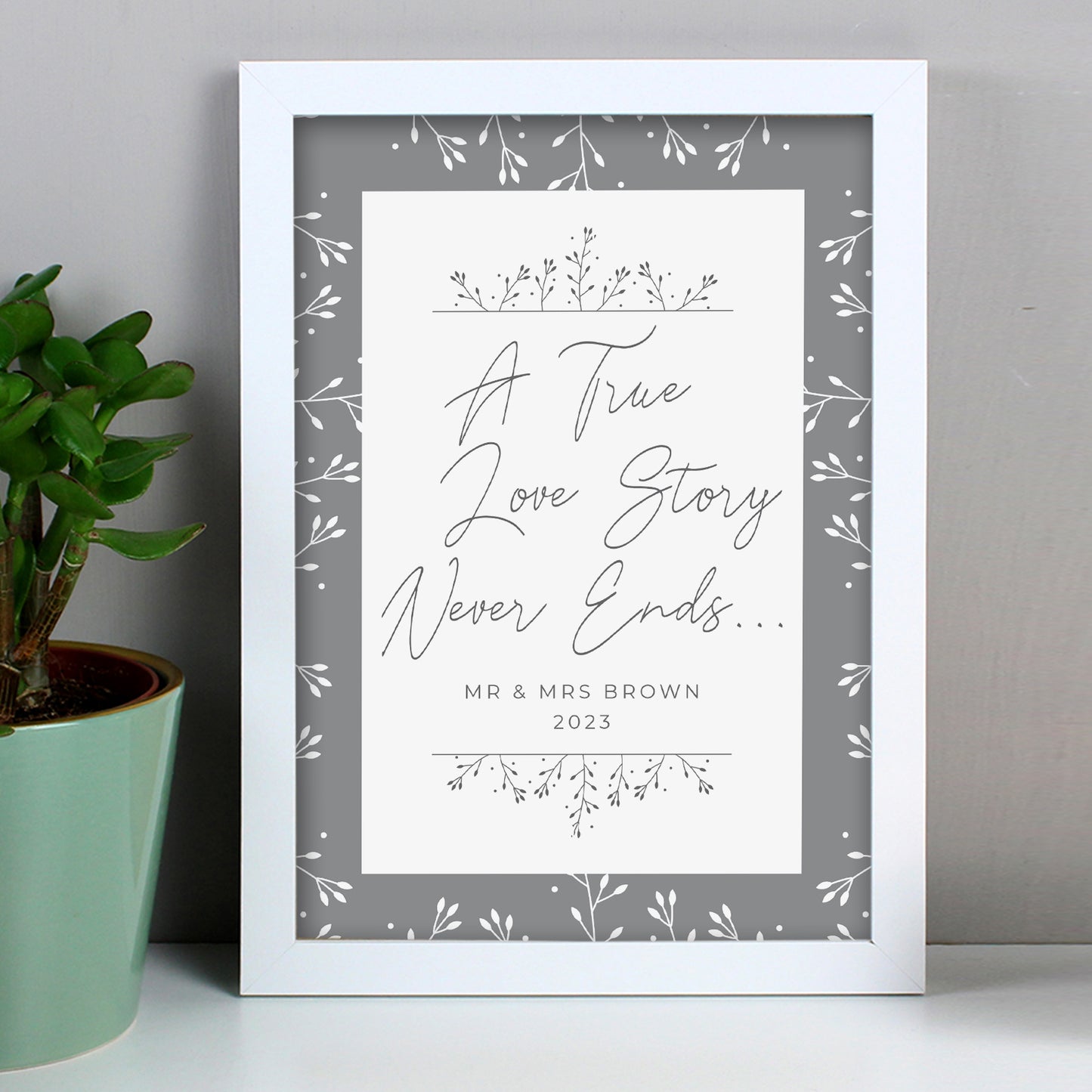 Personalised True Love Story A4 White Framed Print