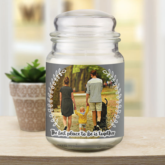 Personalised Better Together Photo Upload Large Scented Jar Candle