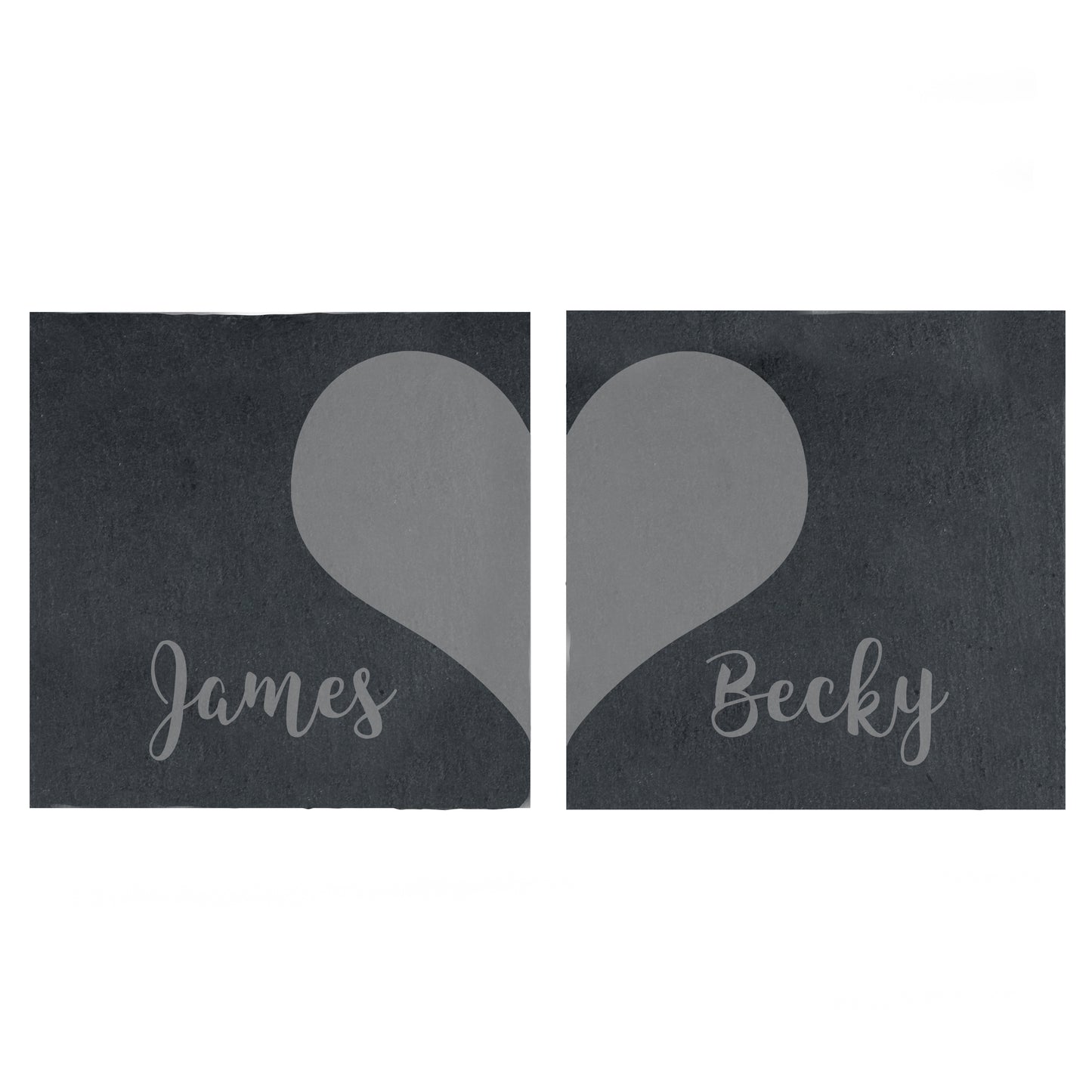 Personalised Two Hearts Slate Coaster Set