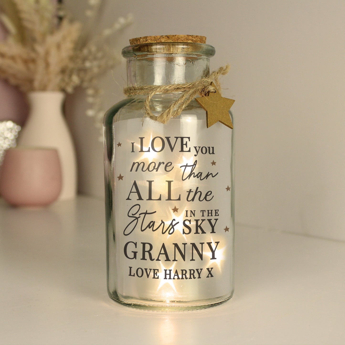 Personalised I Love You More... LED Glass Jar