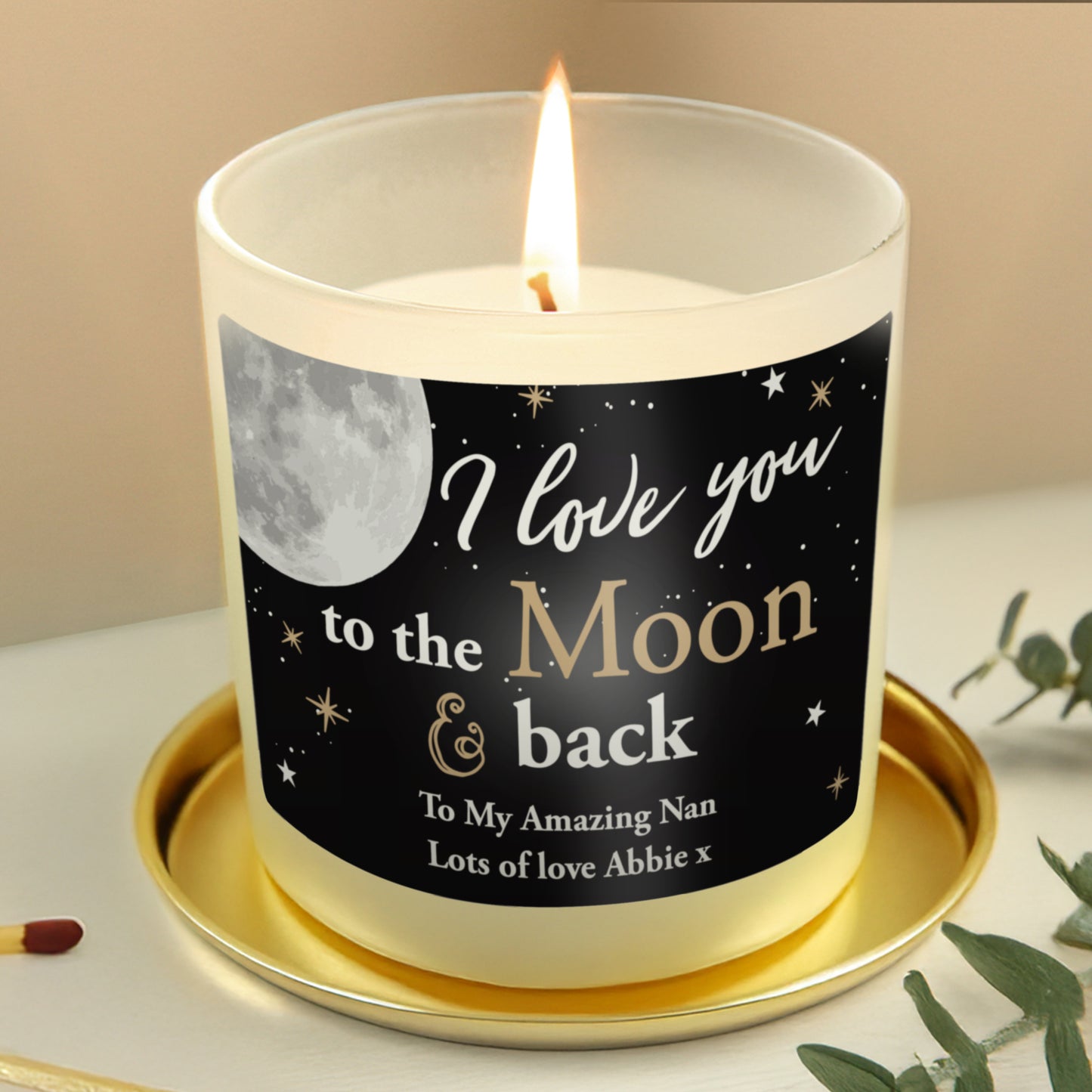 Personalised Moon & Back Scented Jar Candle