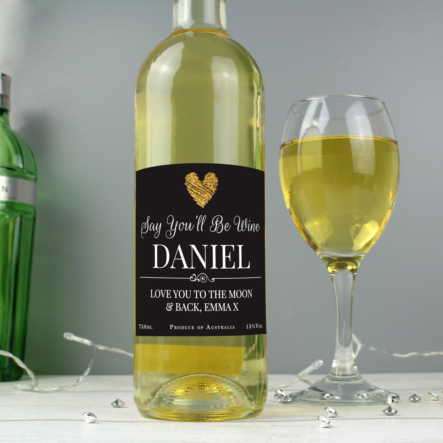 Personalised Heart White Wine