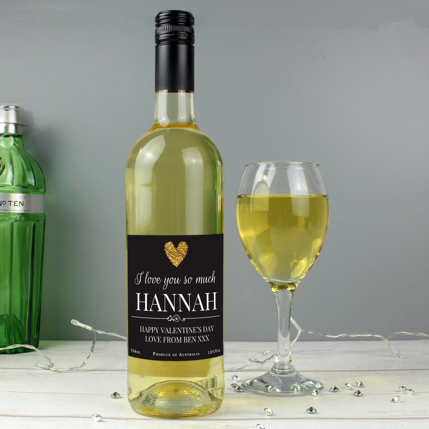 Personalised Heart White Wine