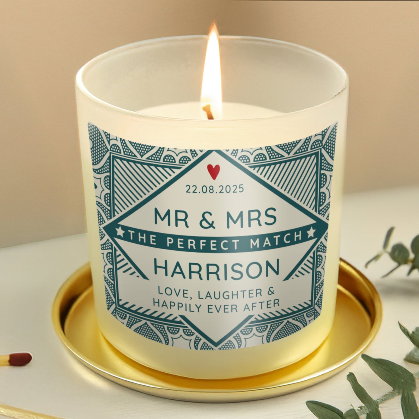 Personalised The Perfect Match Scented Jar Candle