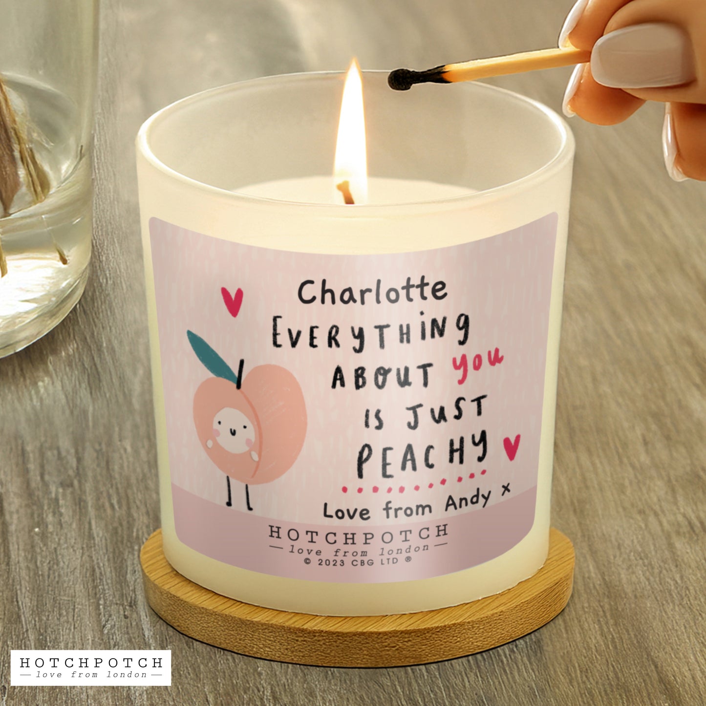 Personalised Hotchpotch Peachy Scented Candle Jar