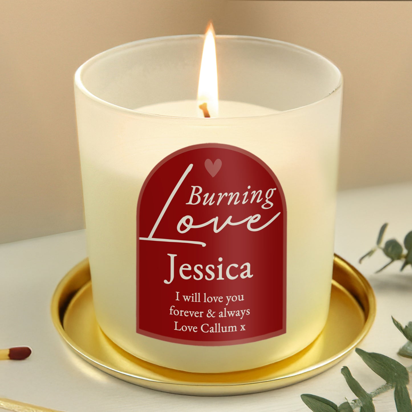 Personalised Burning Love Candle Jar