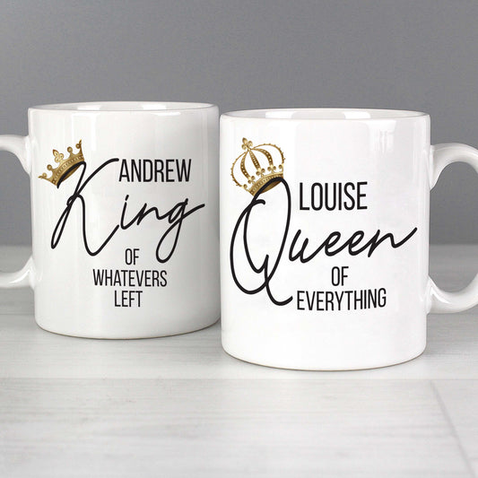 Personalised King and Queen of Everything Mug Set