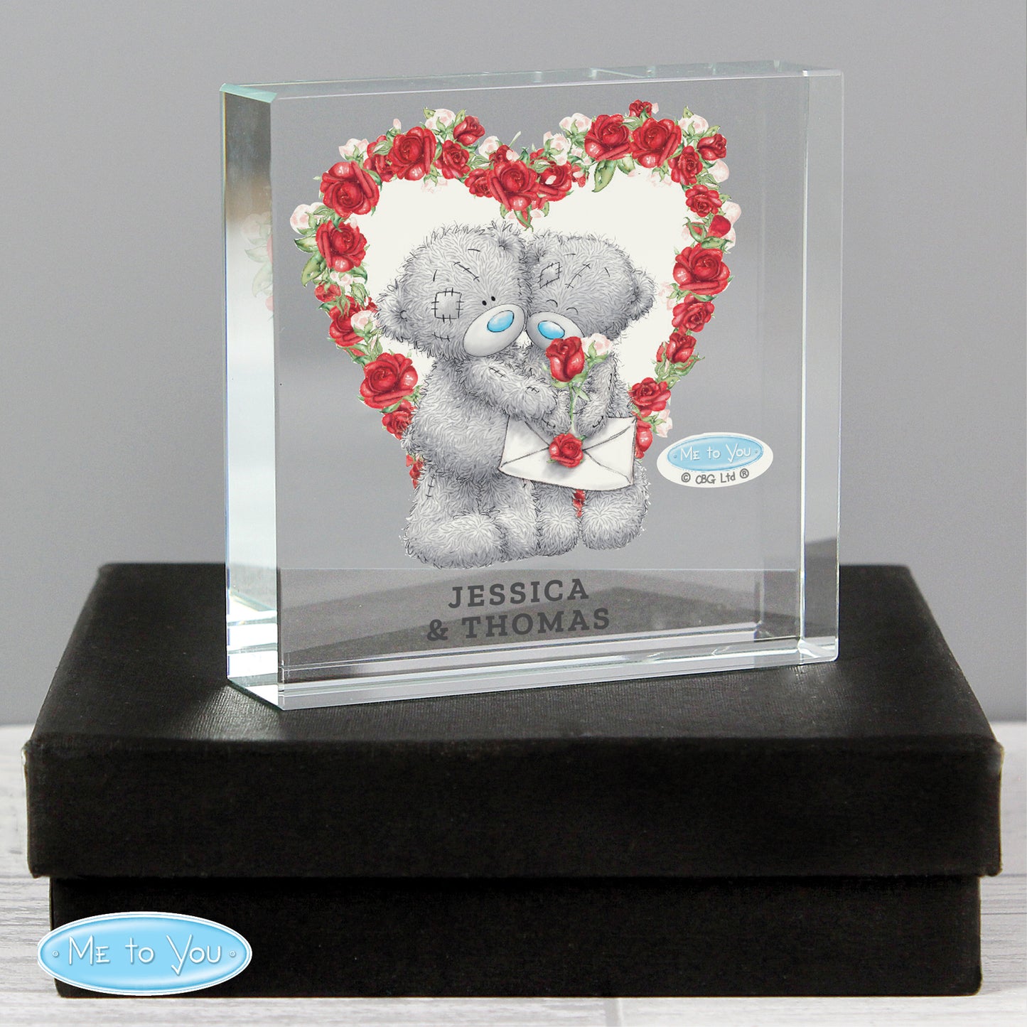 Personalised Me to You Rose Heart Crystal Token