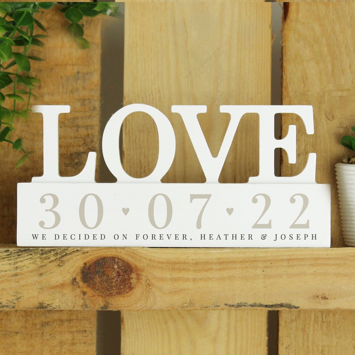 Personalised Botanical Wooden Love Ornament