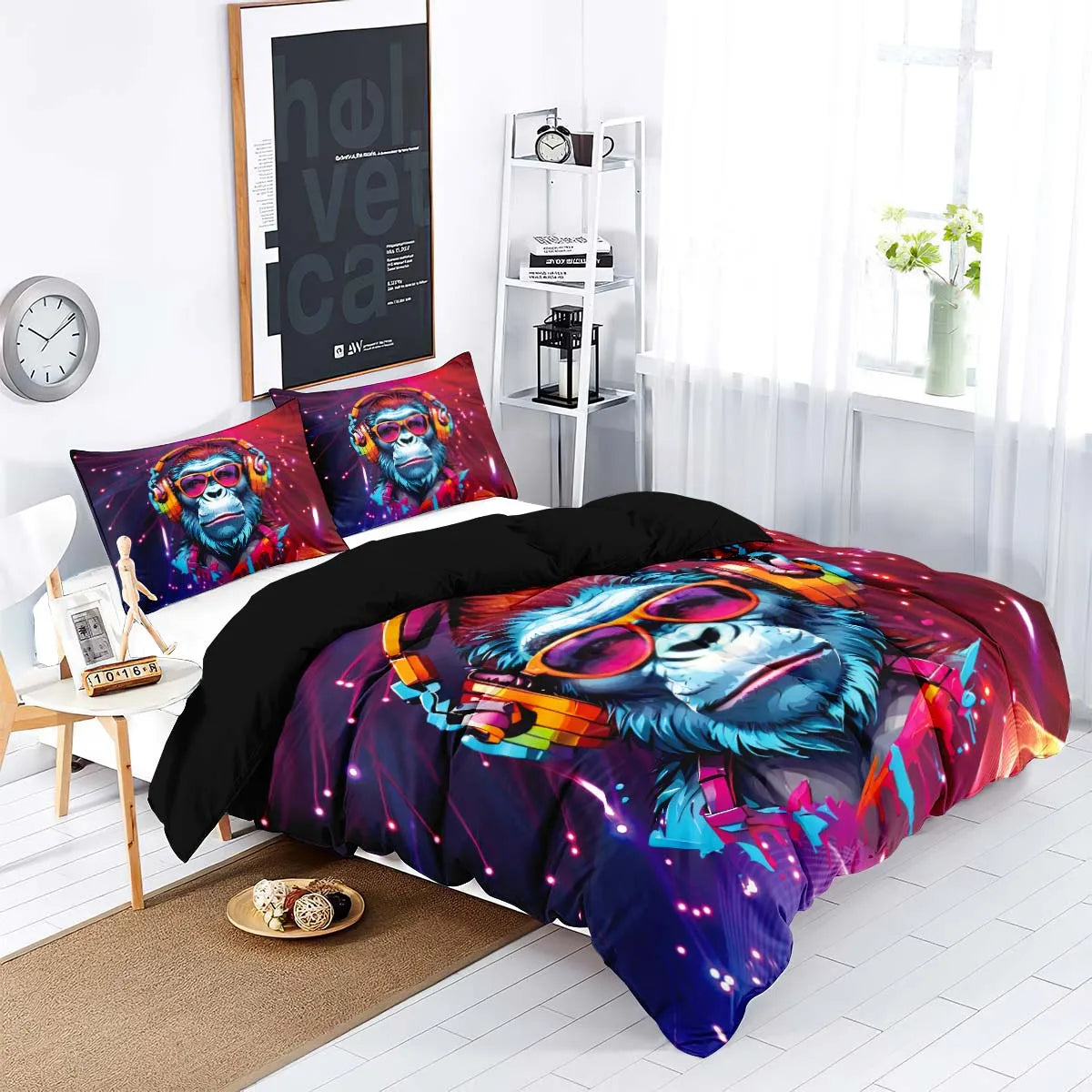 Neon Gorilla Bedding Set (Double) – Bold, Vibrant & Ultra-Soft