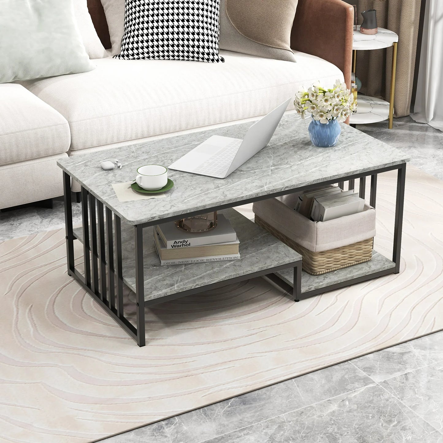 Modern Industrial Coffee Table – Sleek, Spacious & Stylish