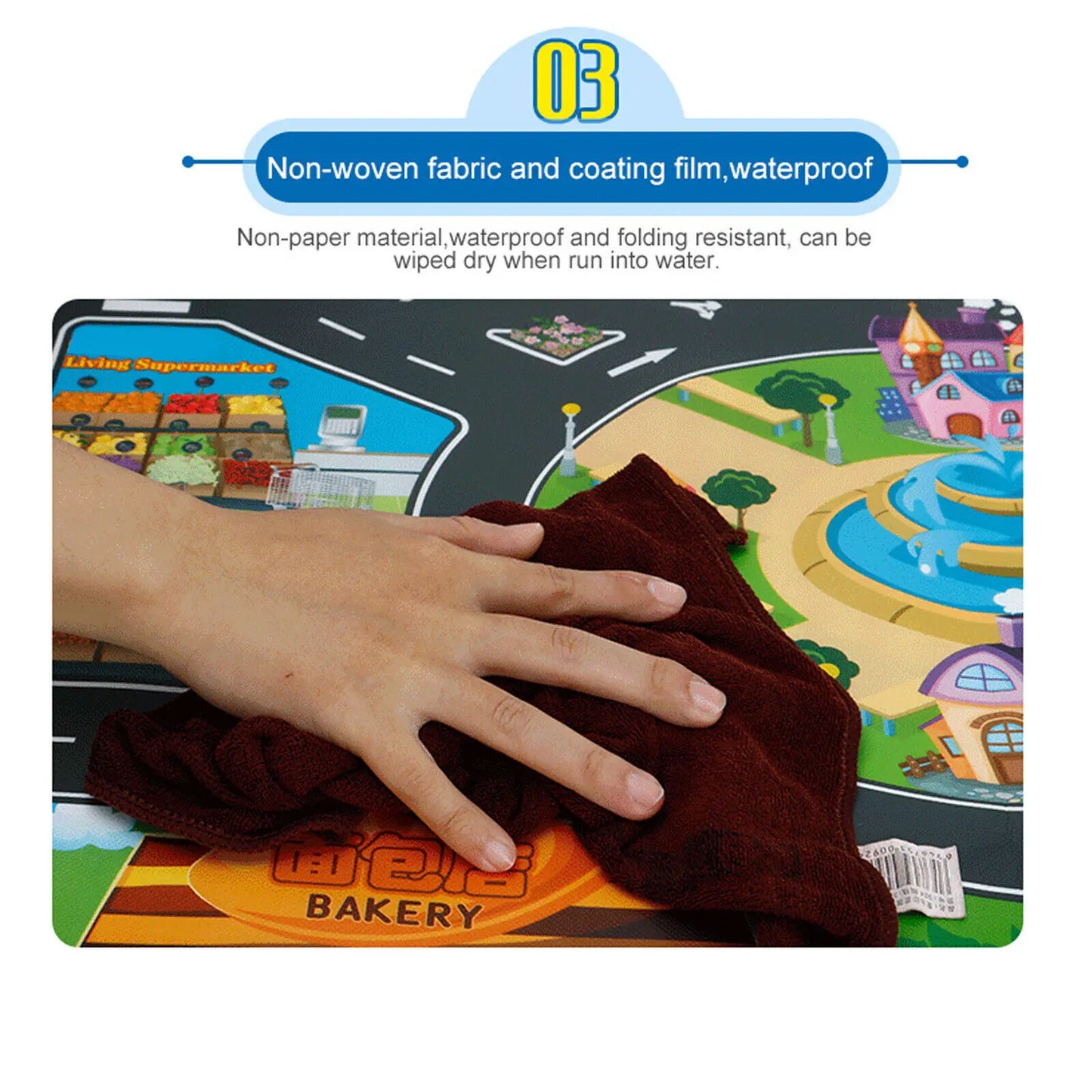 Kids Traffic Road Play Mat – Educational City Scene Carpet (130cm x 100cm)