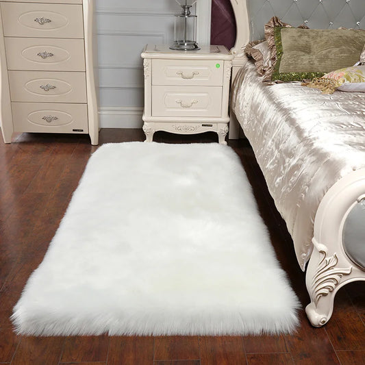 Rectangular Ultra-Soft White Fluffy Rugs 180 cm x 100 cm