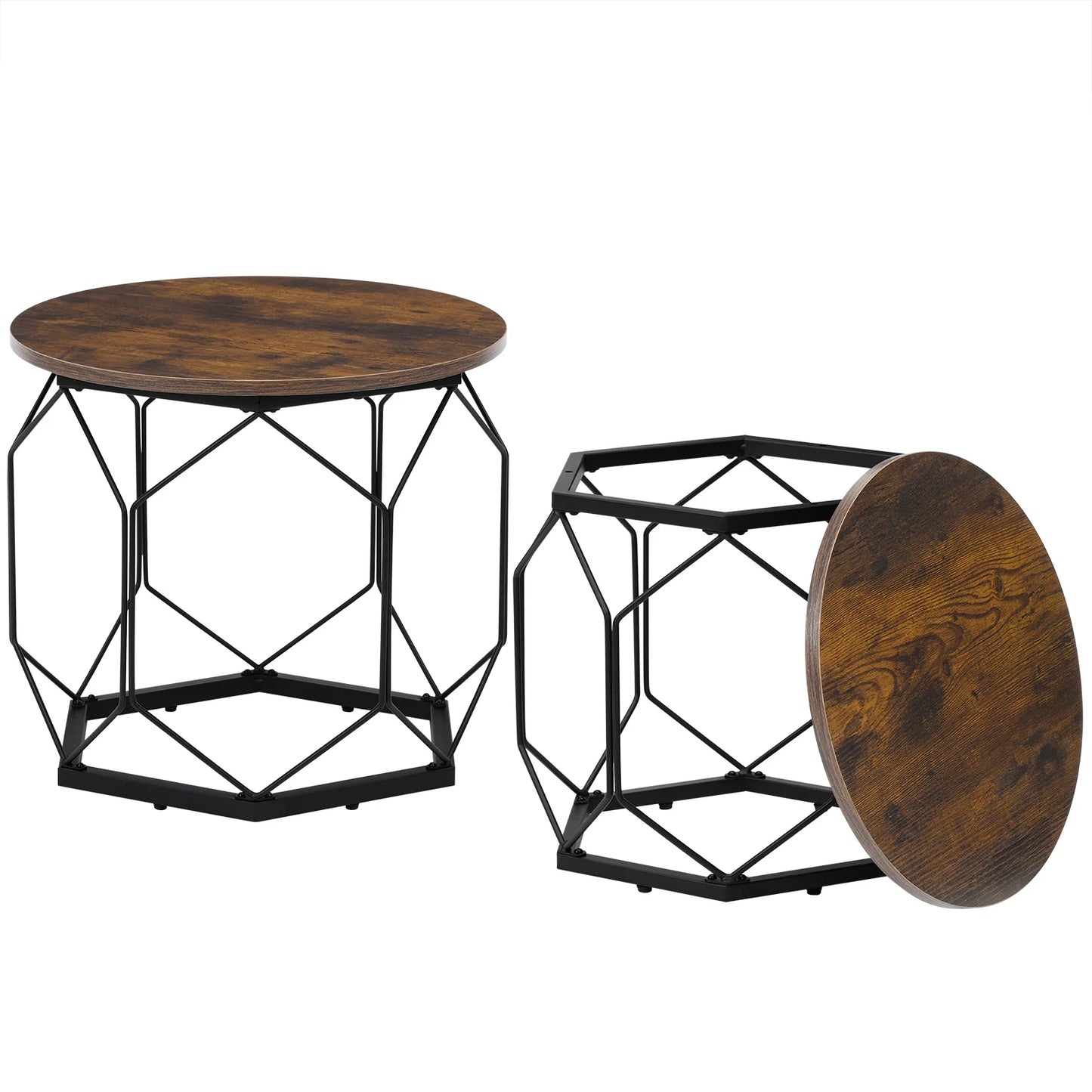 Rustic Industrial 2pc Coffee Table Set – Stylish & Space-Saving