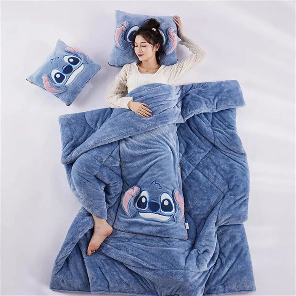 2 In 1 Blanket Pillow - Soft Throw Winter Blanket, Lilo And Stitch