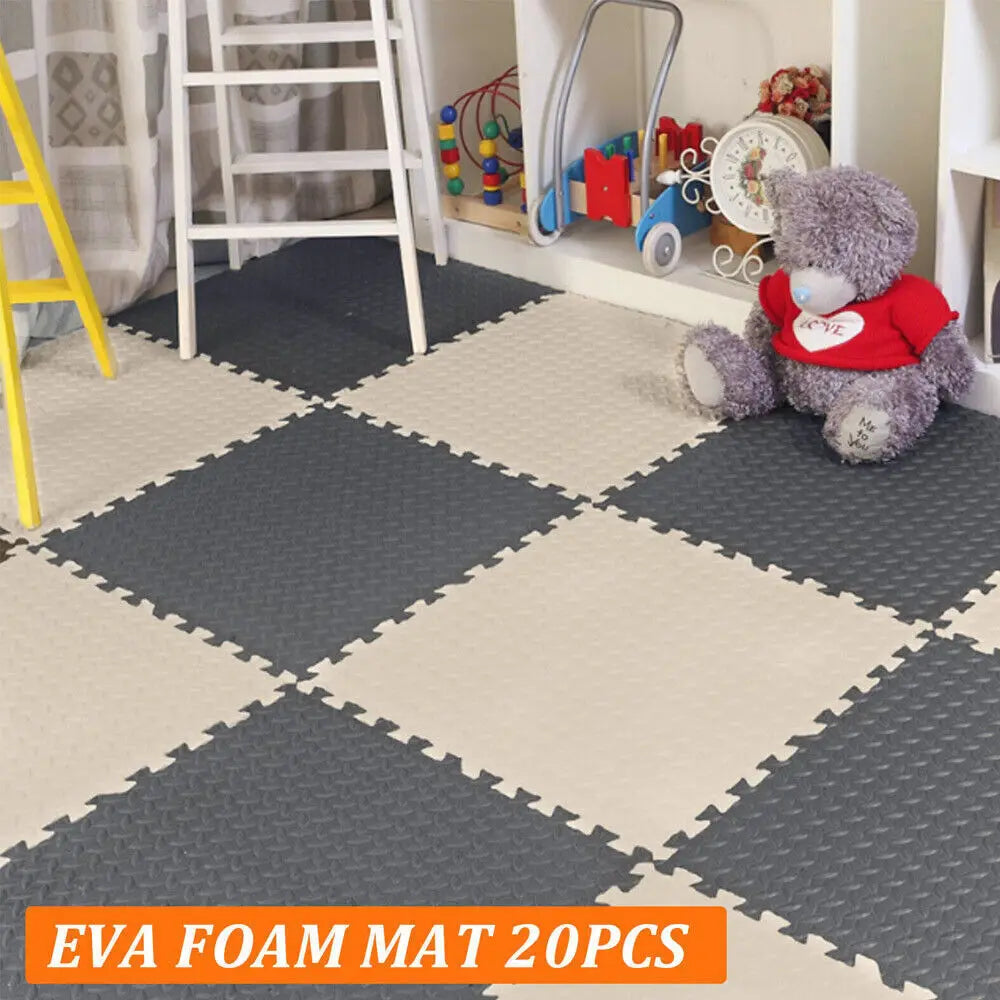 20-Piece Large Soft Foam Kids Floor Mat – Interlocking Jigsaw Tiles