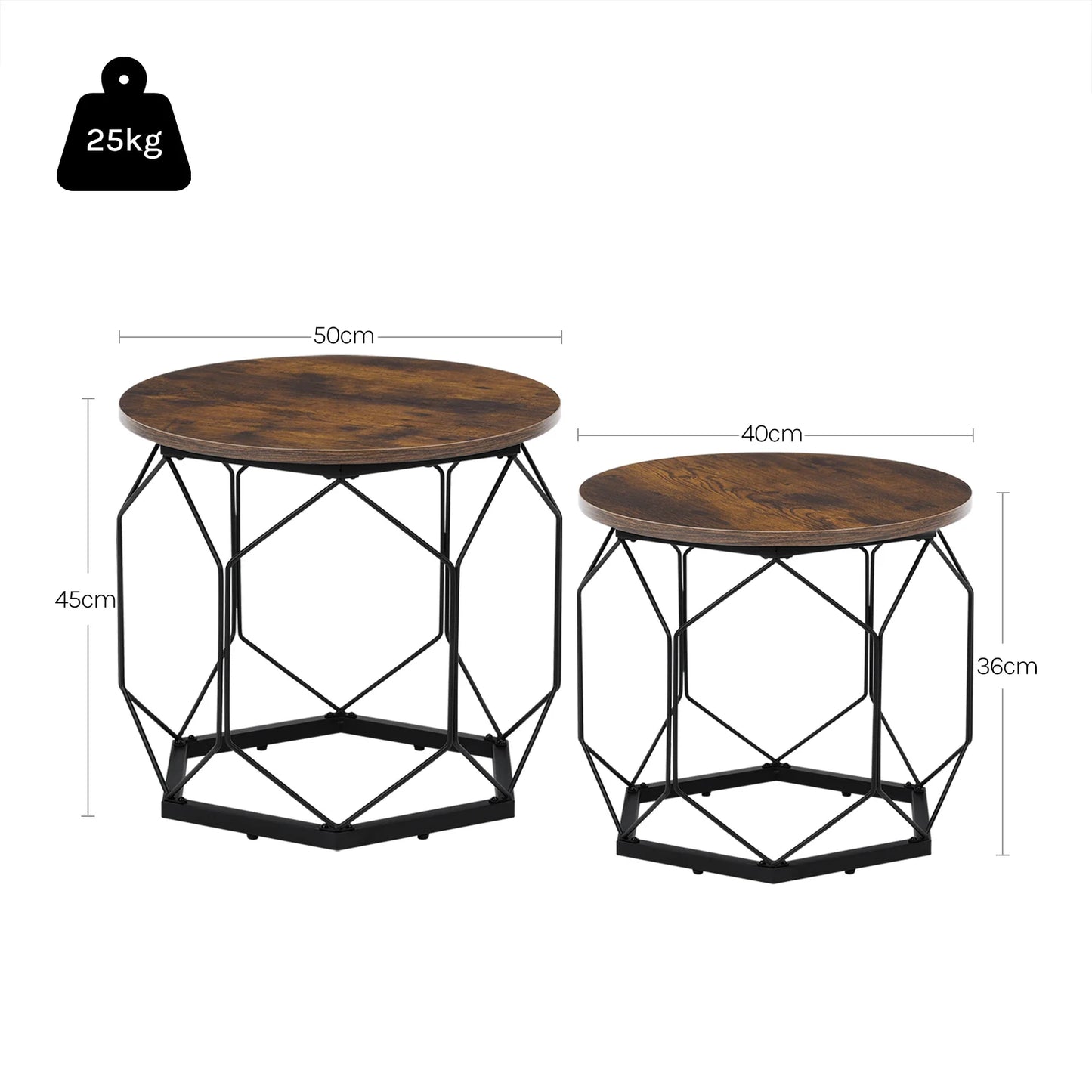 Rustic Industrial 2pc Coffee Table Set – Stylish & Space-Saving