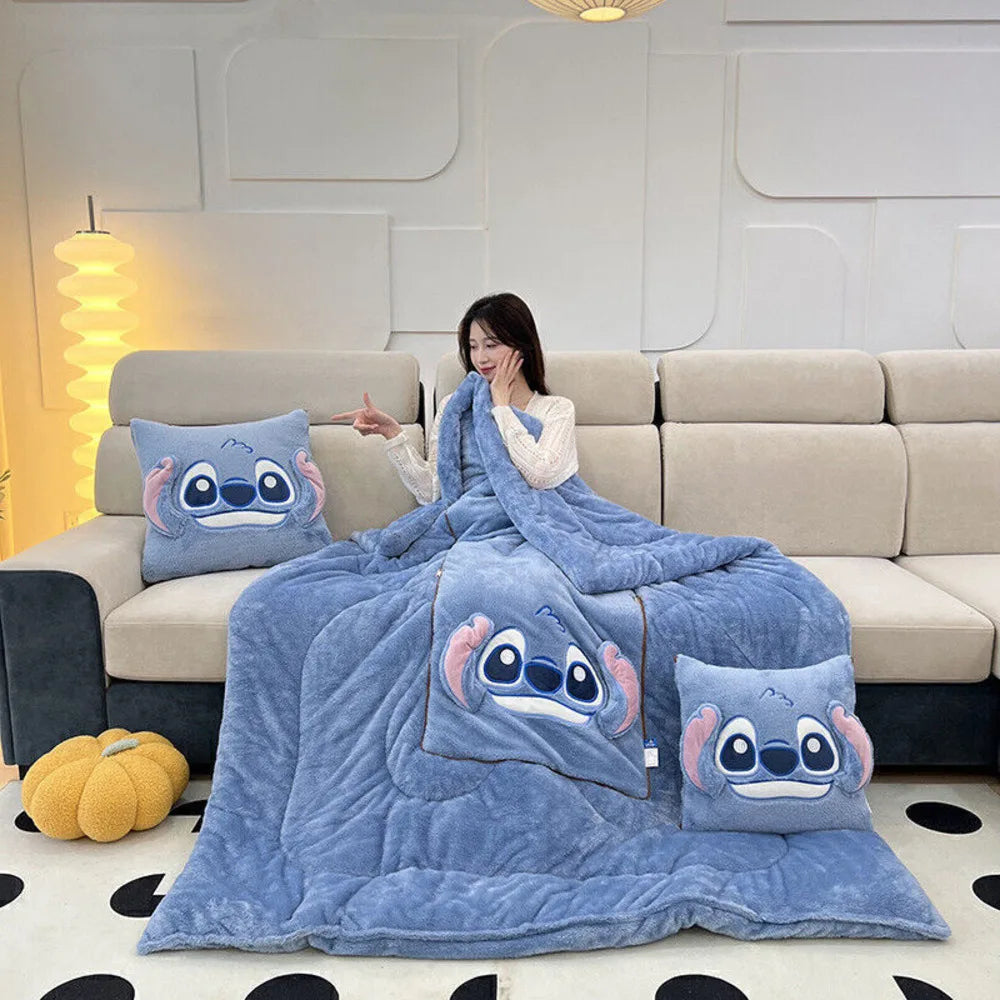 2 In 1 Blanket Pillow - Soft Throw Winter Blanket, Lilo And Stitch