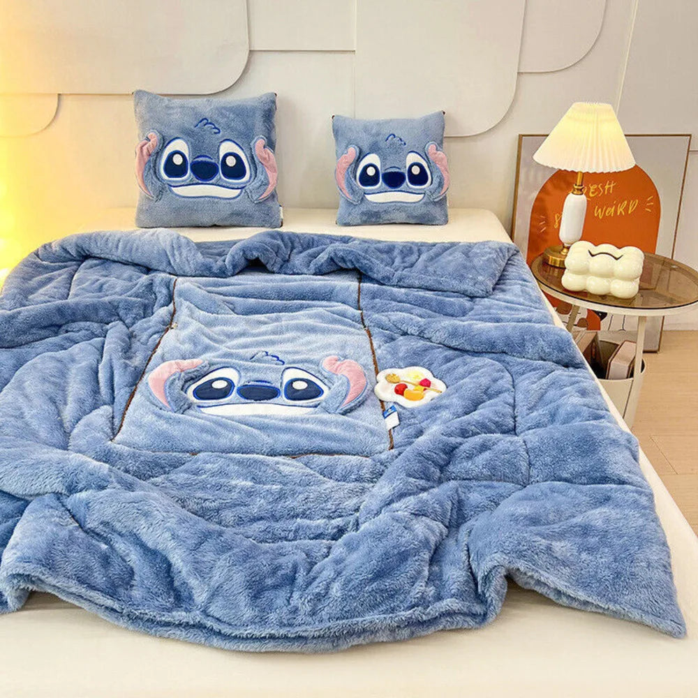 2 In 1 Blanket Pillow - Soft Throw Winter Blanket, Lilo And Stitch