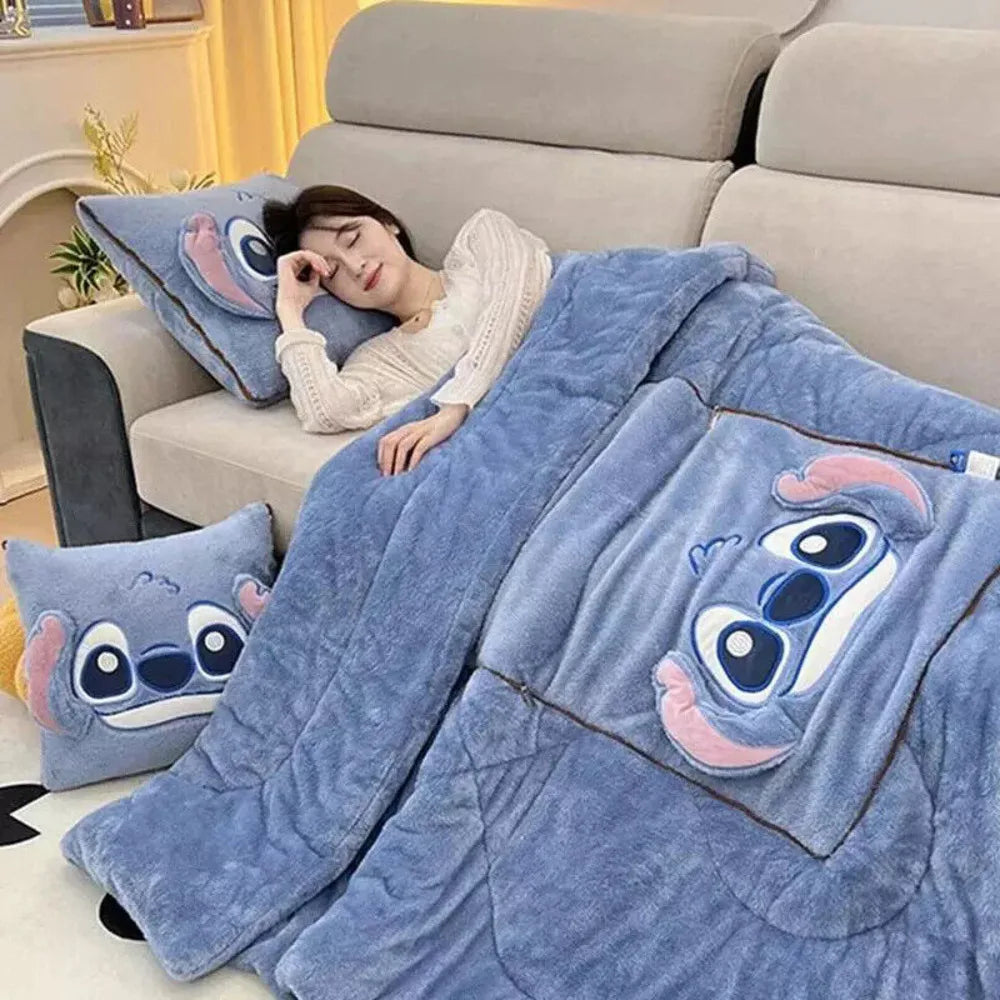 2 In 1 Blanket Pillow - Soft Throw Winter Blanket, Lilo And Stitch