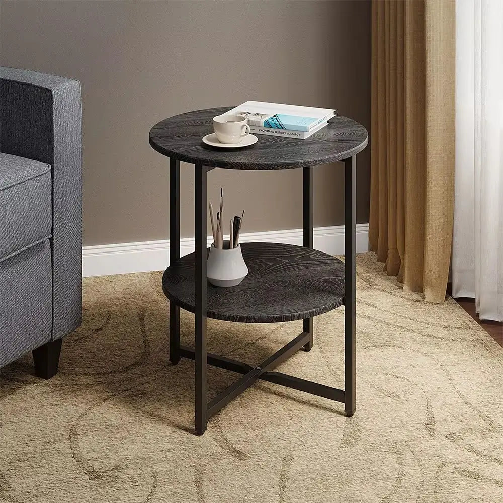 Modern Round 2 Tier Side Table – Stylish Functional