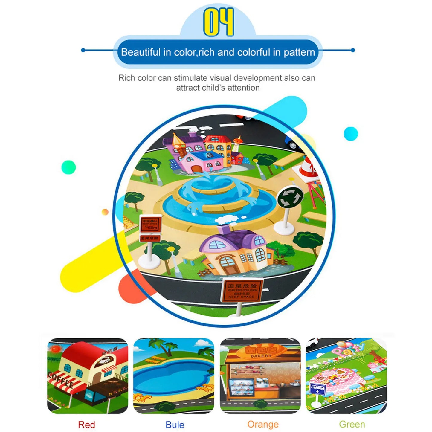 Kids Traffic Road Play Mat – Educational City Scene Carpet (130cm x 100cm)