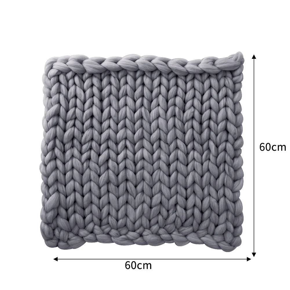 Grey Handwoven Chunky Knit Throw Blanket (60cmx60cm)