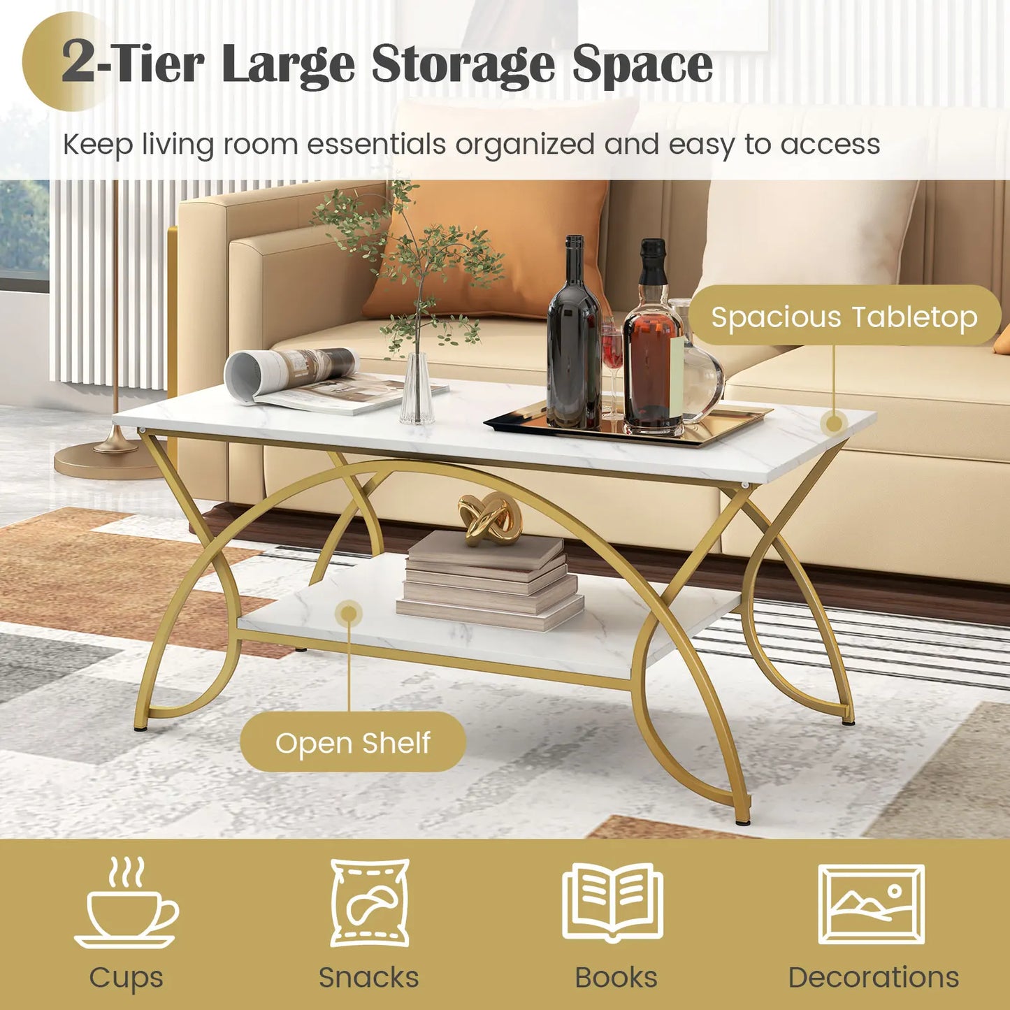 2-Tier Modern Coffee Table – Stylish, Sturdy & Functional!