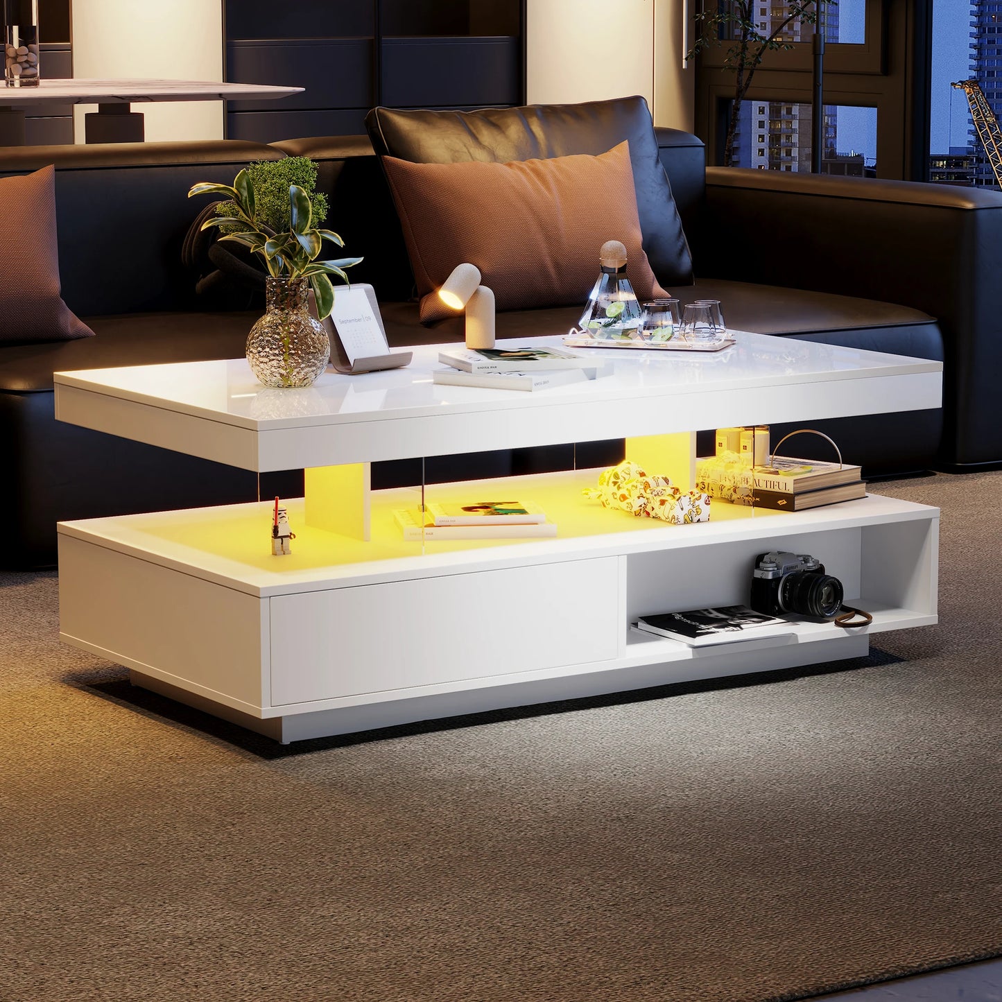 Modern LED Coffee Table with Storage – Stylish & Functional