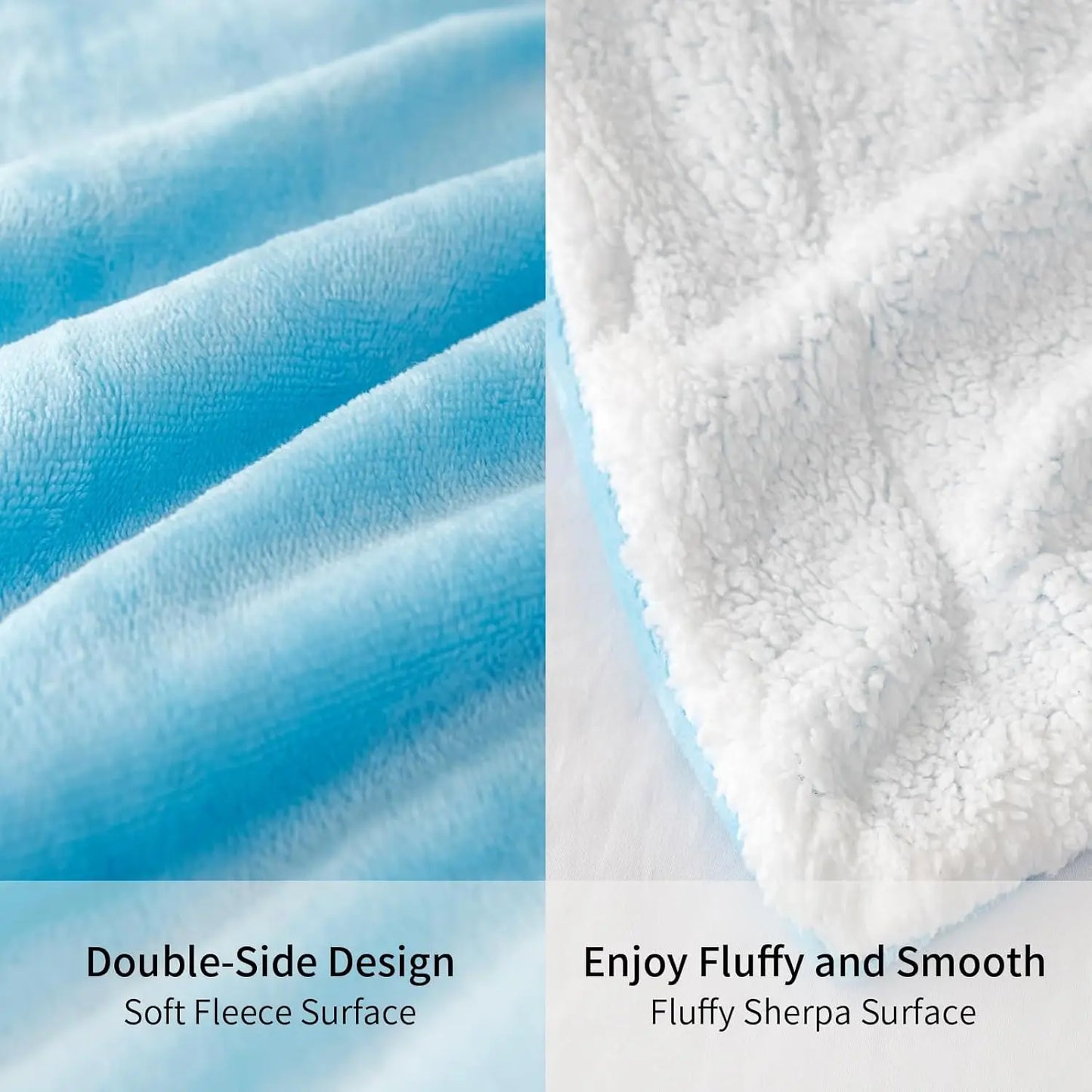 Good Nite Double-Layered Sherpa Fleece Flannel Blanket (150x200cm, Blue)