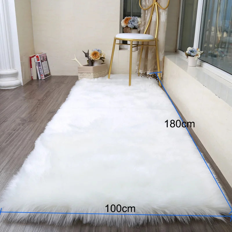 Rectangular Ultra-Soft White Fluffy Rugs 180 cm x 100 cm