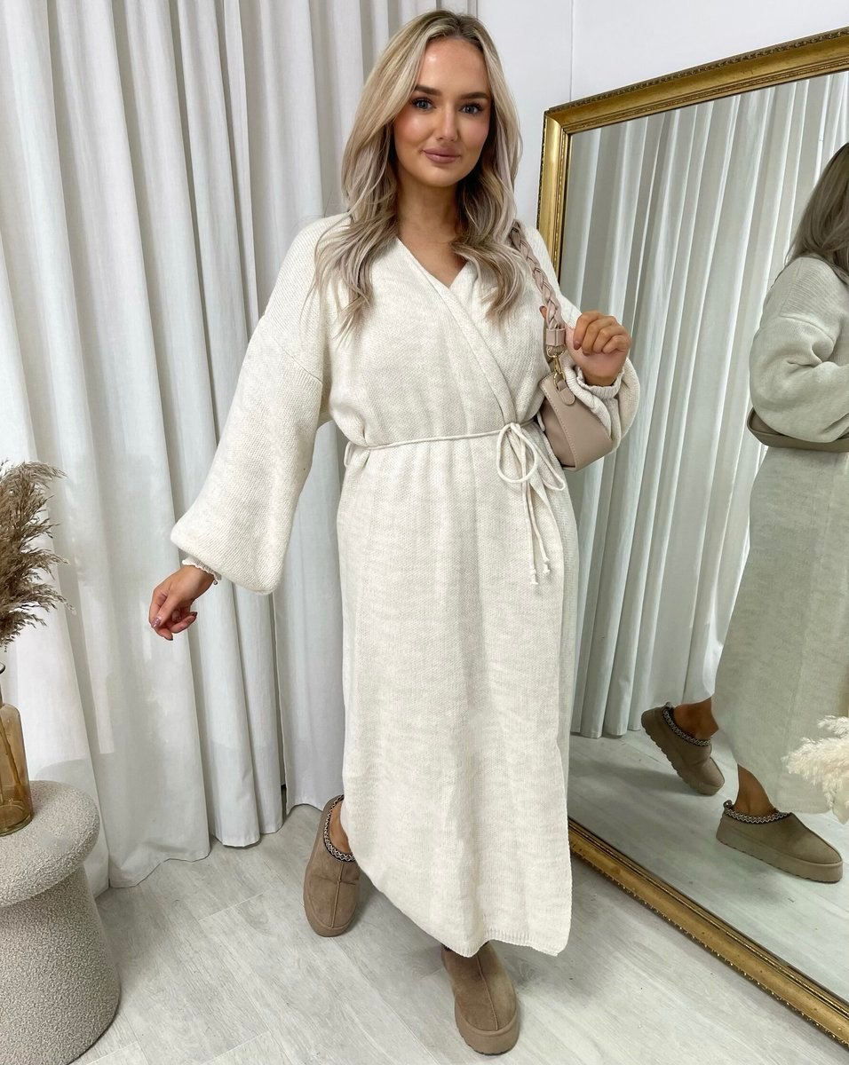 Knitted Long Sleeve Belted Cardigan