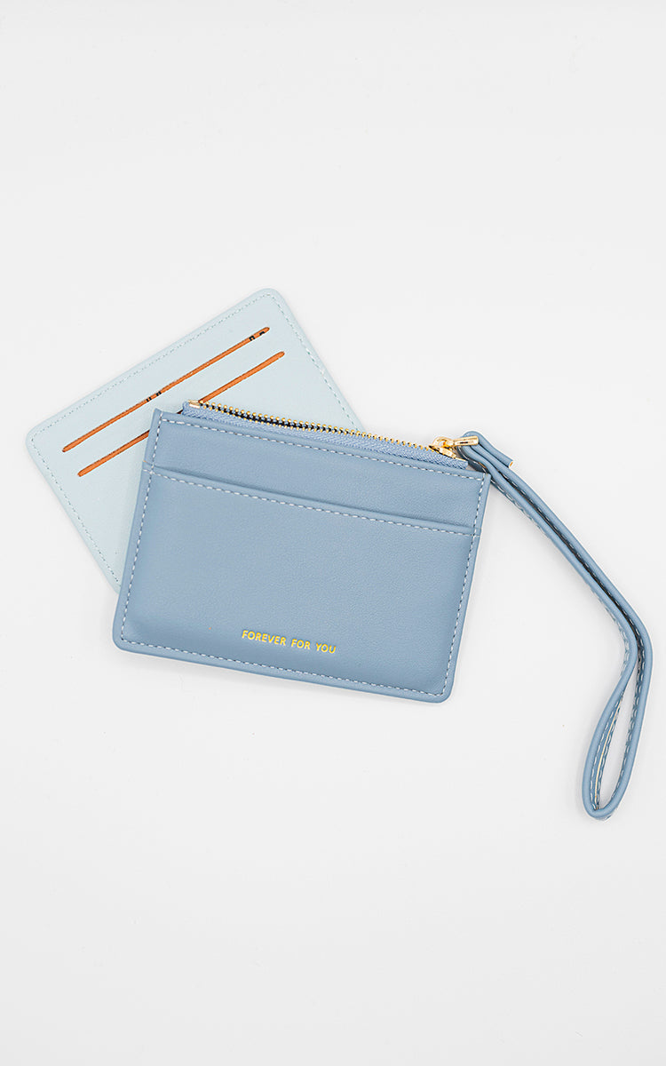 Faux Leather Side Zip Card Holder