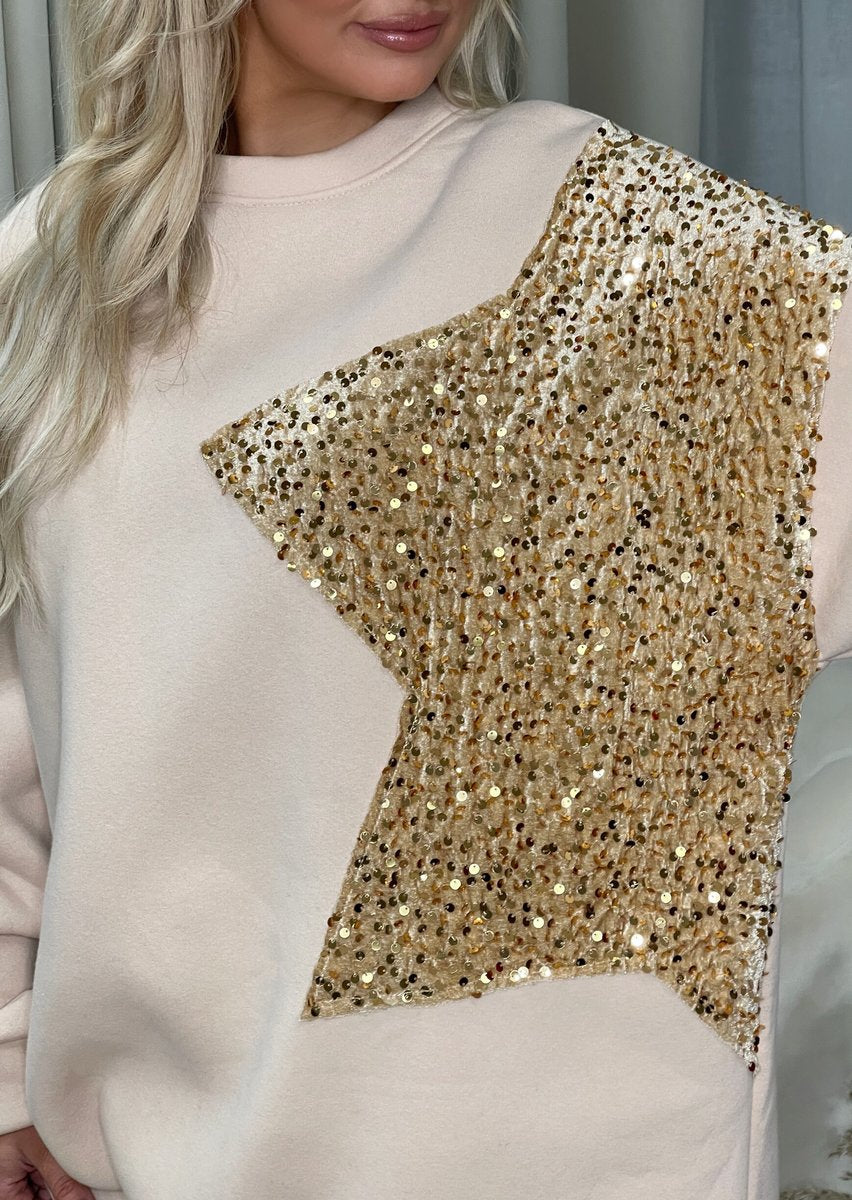 Sequin Detailed Oversized Knitted Jumper