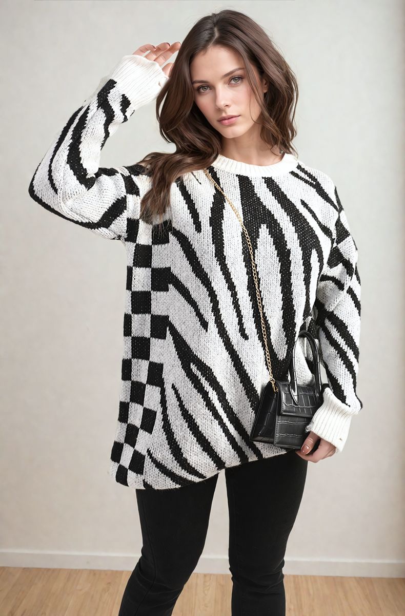 Zebra Stripe Knitted Jumper