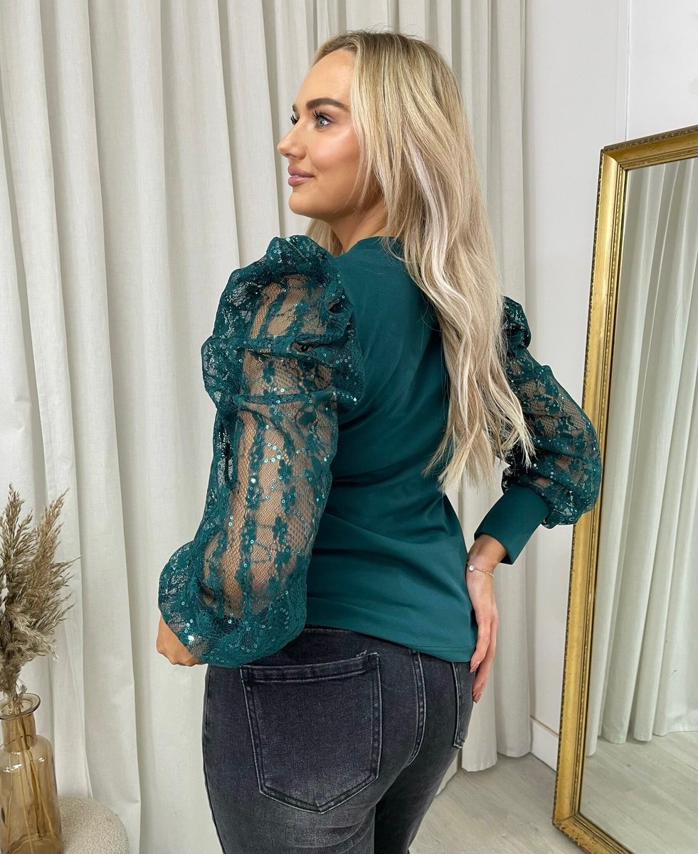 Puff Sleeve Lace Long Sleeve Top