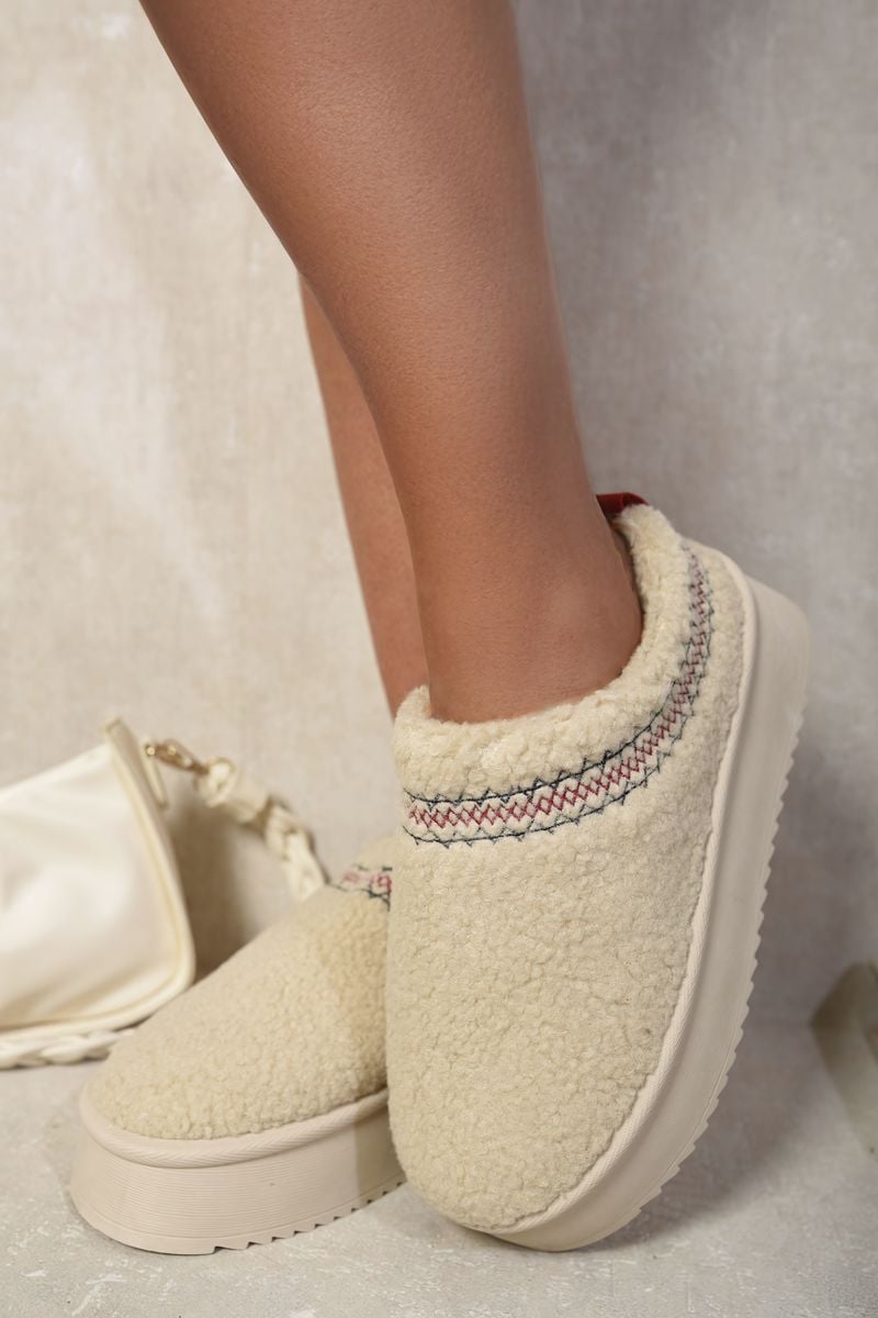 Ankle Cozy Plush Lining Thick Sole Fluffy Slippers