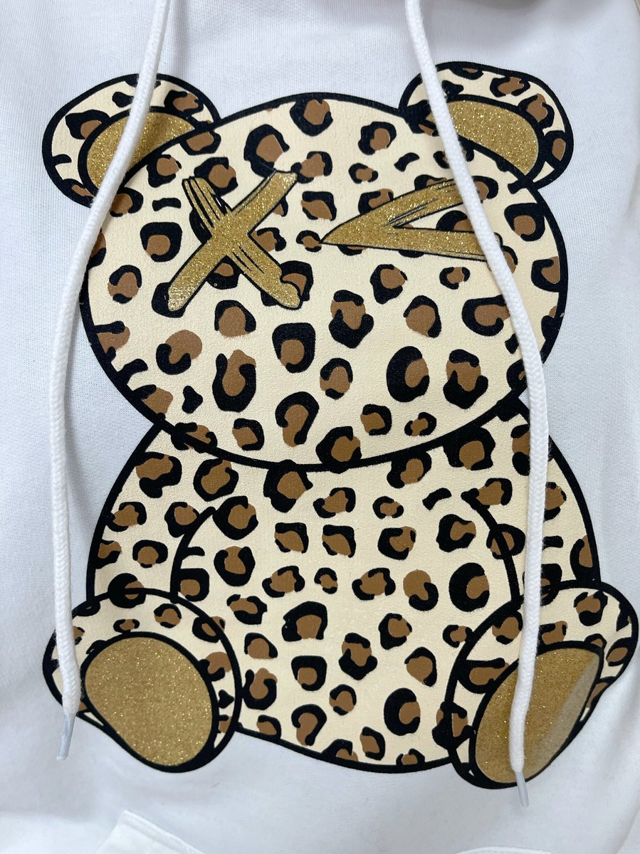 Long Sleeve Leopard Print Teddy Graphic Hoodie