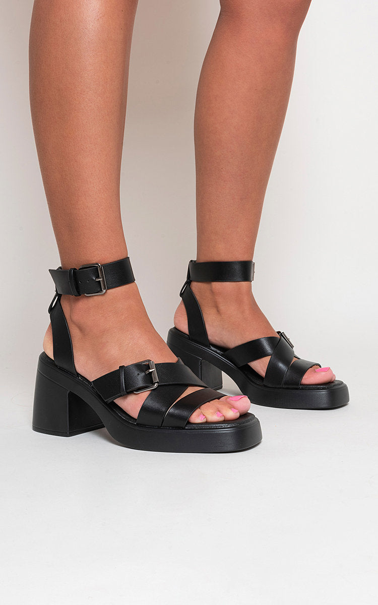 Cris Cross Ankle Strap Heeled Sandals