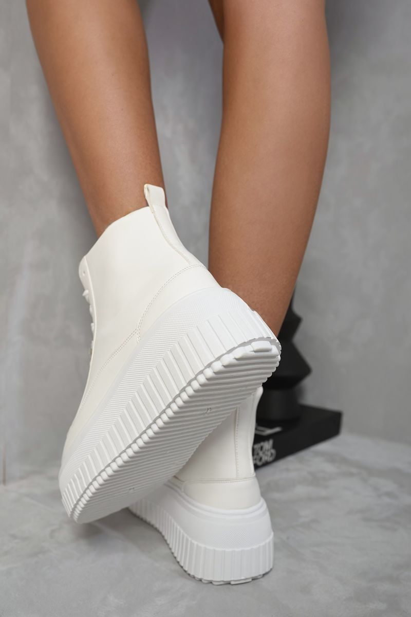 Lace Up High Top Platform Trainers with Decorative Details