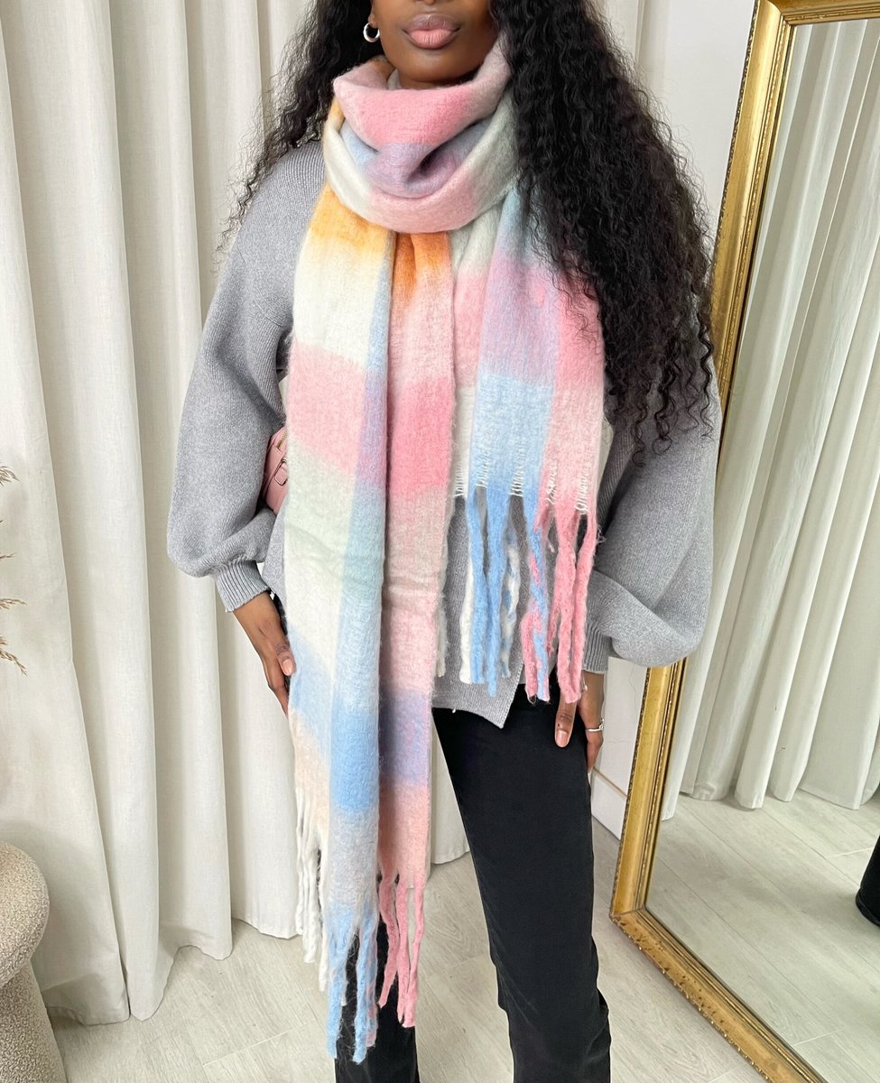 Striped Soft Comfortable Oversized Chunky Scarf