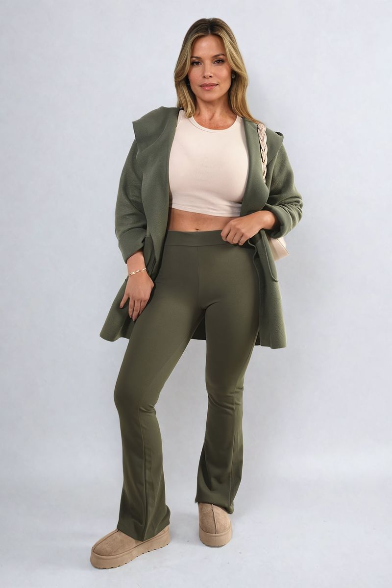 High Waisted Flare Leg Trouser