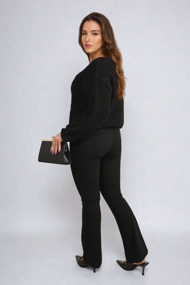 High Waisted Flare Leg Trouser