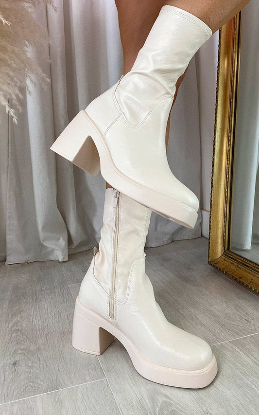 Block Heel Ankle Boots with Zip Detail