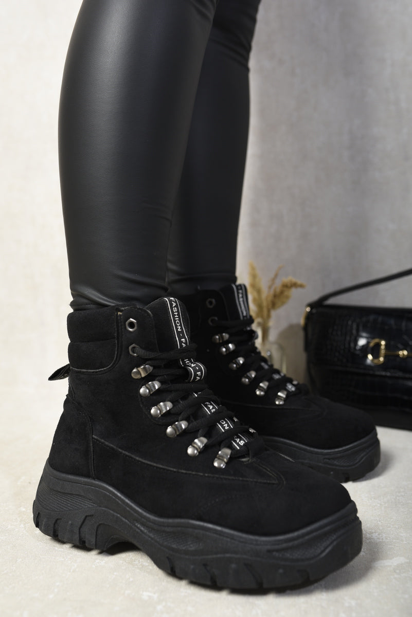 Chunky Lace-Up Platform Ankle Boots