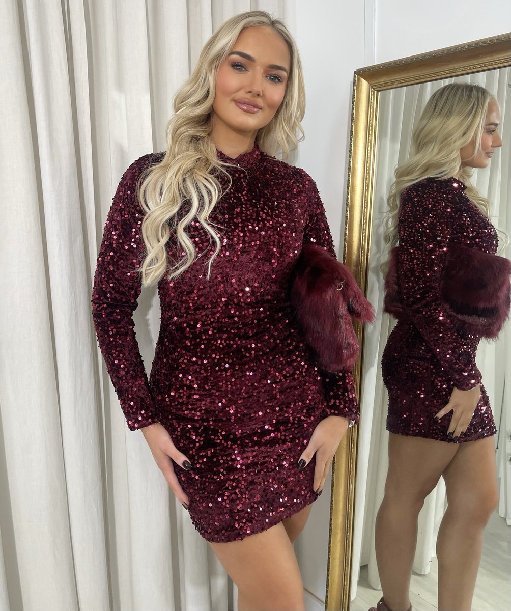 Sequin Long Sleeve Bodycon Mini Dress