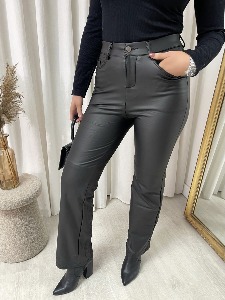 High Waisted Faux Leather Trouser