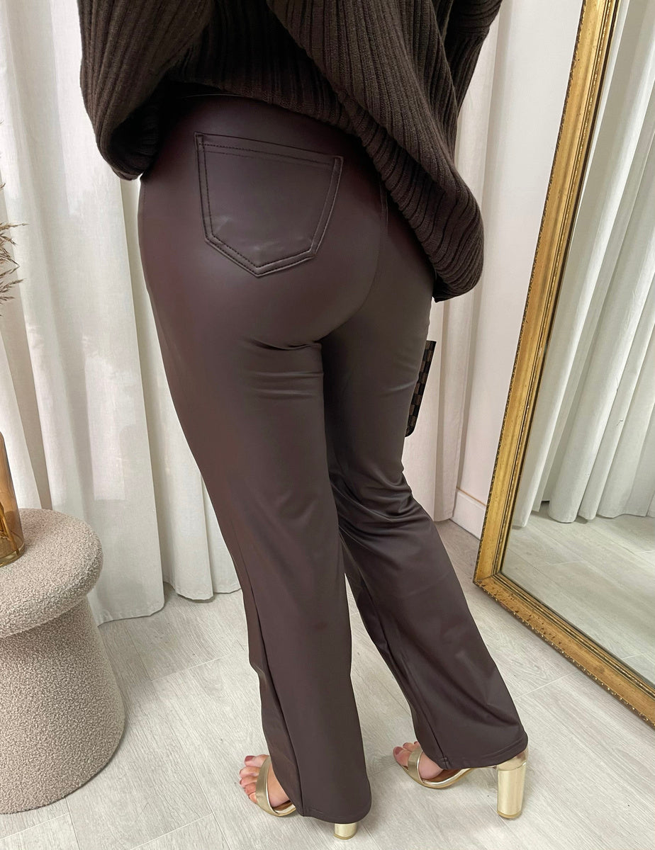 High Waisted Faux Leather Trouser