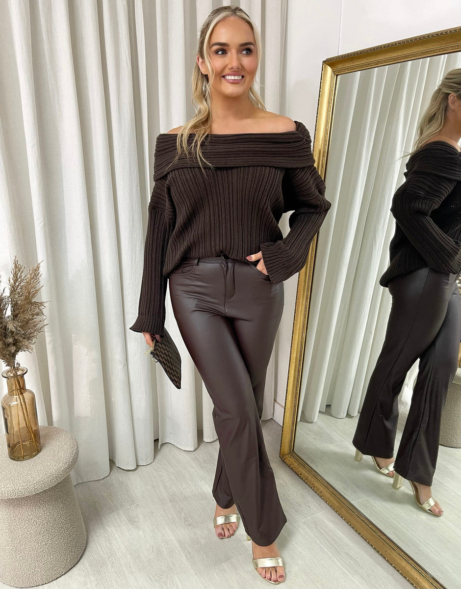 High Waisted Faux Leather Trouser