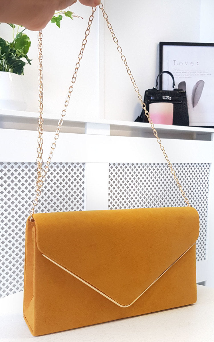 Faux Suede Envelope Clutch Bag